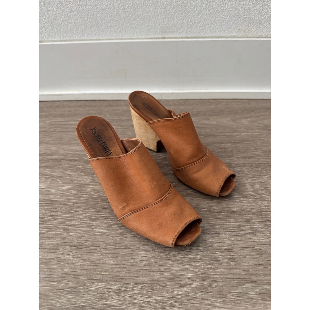 Rachel Comey Dahl Heel Leather Wood Wedge Slides 6.5